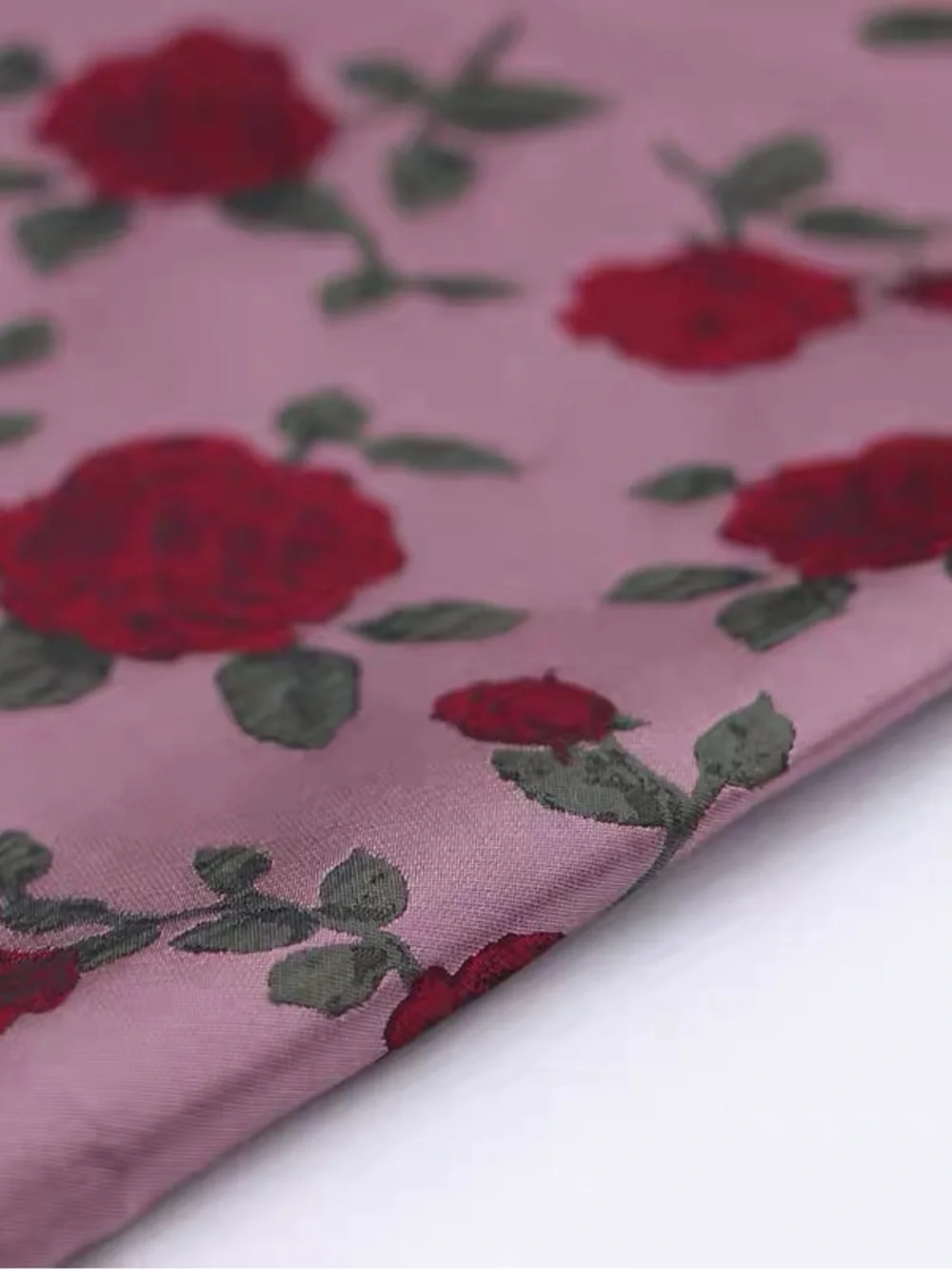 Luxury Rose Floral Jacquard Brocade Fabric - 2 Yards, 61” width